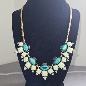 J. Crew Blue and Cream Asymmetrical Necklace